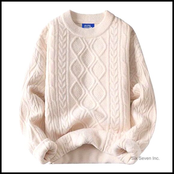 Oversized Cable Knit Sweater Vintage 90s Y2K Chunky Pullover Heavy Knit